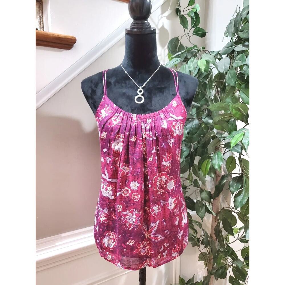 Lucky Brand Womens Floral Polyester Scoop Neck Sleeveless Pullover Shirt Size XS